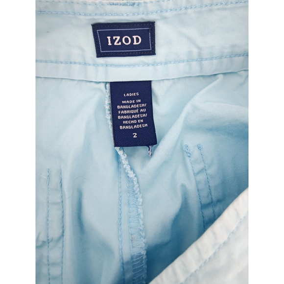 IZOD Women's Cargo Capri Cropped Pants Rhinestone Pocket Sky Blue Size 2 - Picture 4 of 5